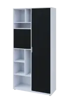 KSR6-83 P skříň šatní, 1x výsuvné ramínko, dvířka, niky, 2053x1022x400 mm, provedení pravé, bílá sně